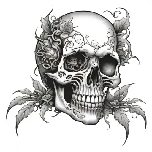 Flowers Vines Skull Spiders