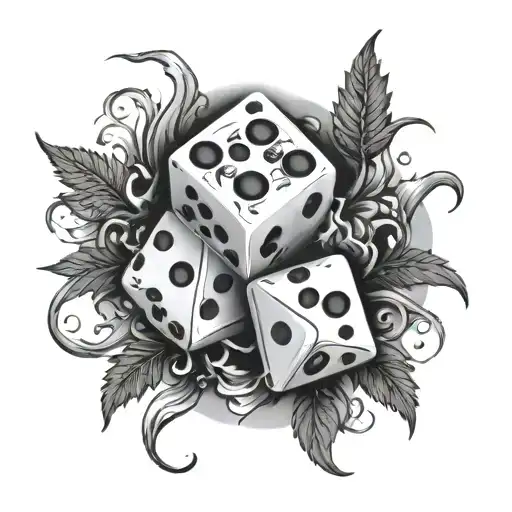 Two Dice With Smoke Weed Mushrooms And Smoke