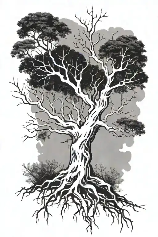 Black Tree With White Roots Scattered Across My Full Sleeve