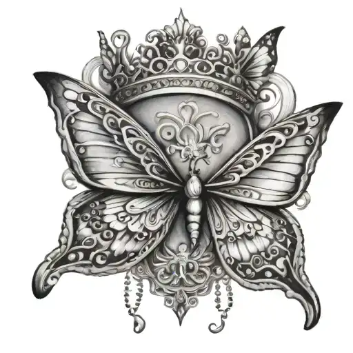 Blessed With Crown And Butterfly Wings