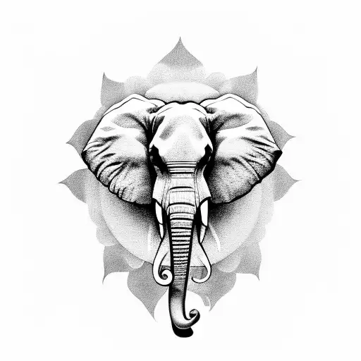 Goddess Elephant Mandala With Lillies & Buttlerflies