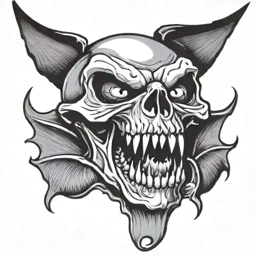 Vampire Skull Wih Mouth Open