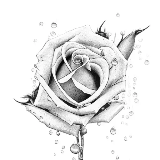 A Wilted Rose With Droplets Of Blood Falling From Its Petals