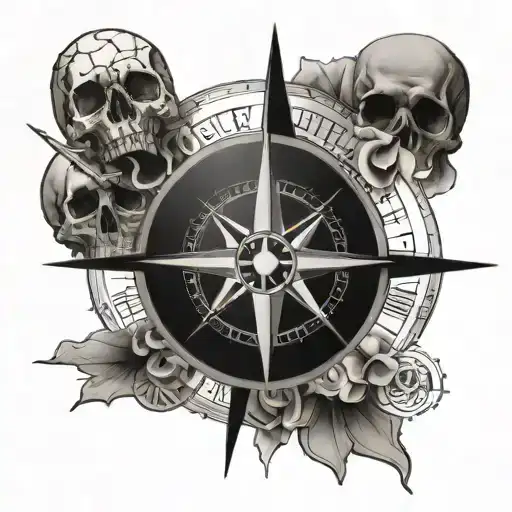 Basic Compass With Skull In Middle