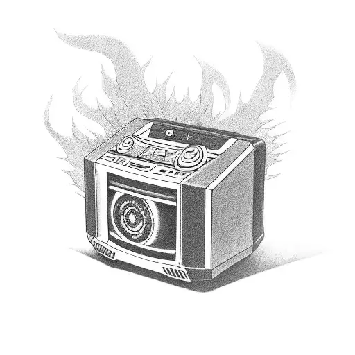 A Tattoo Of Naruto Holding A Boombox With Soundwaves Coming Out Of It