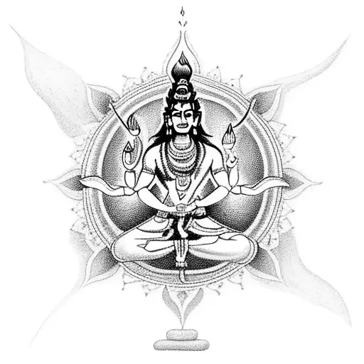A Tattoo Of Shiva Meditating On A Beach In Goa