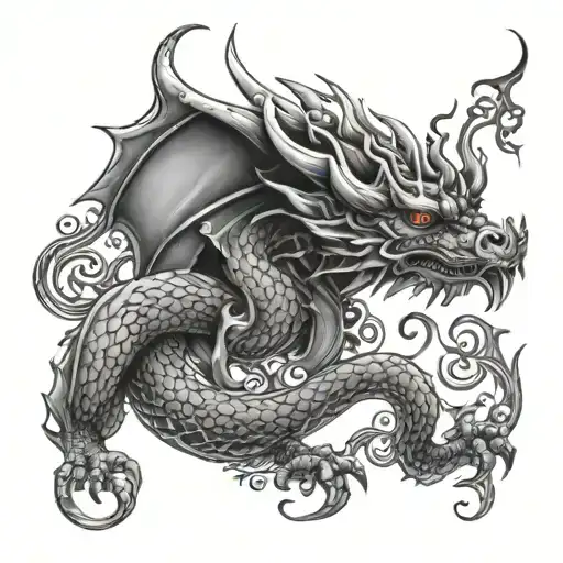 Small Pontilhism Dragon And Ornamental Mixed