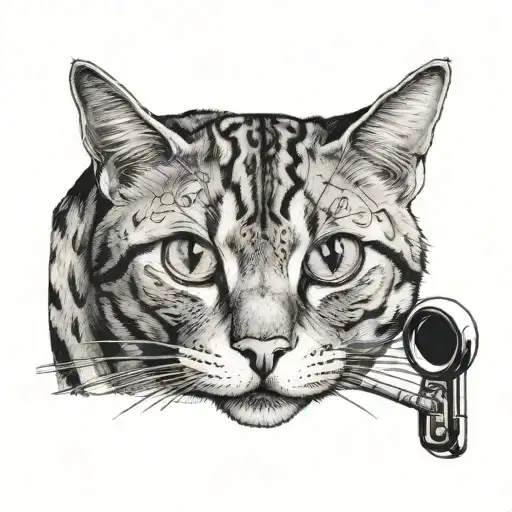 A Portrait Of Jasper The Cat With A Musical Staff And Notes As Its Whiskers