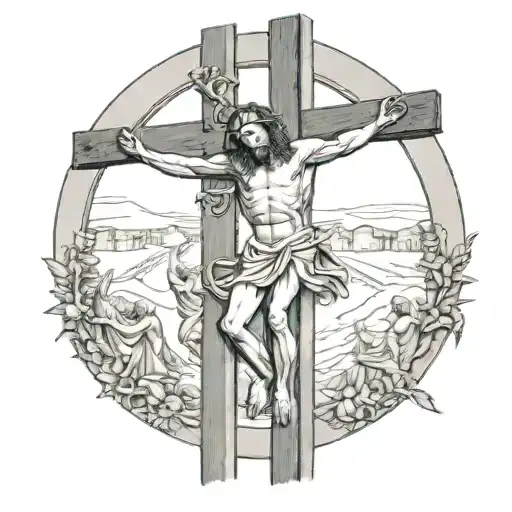 Crucifixion Of Jesus Christ And Dismas And Gestos