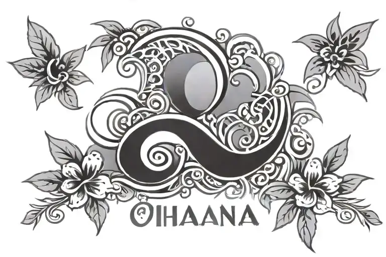 Simple Ohana Hawaiian Theme Tattoo Design