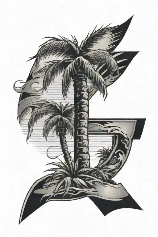 Two Letter T's But One T Is A Palm Tree Branch