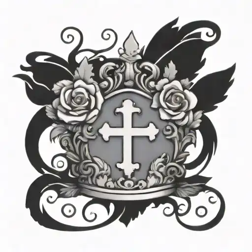 A Roman Leaf Crown With A Cross In The Middle And Butterflies And Roses Surrounding