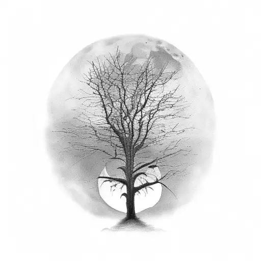 Trees Moon Cloud