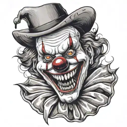 A Sinister Portrait Of A Creepy Clown Character Reminiscent Of Horror Movie Antagonists