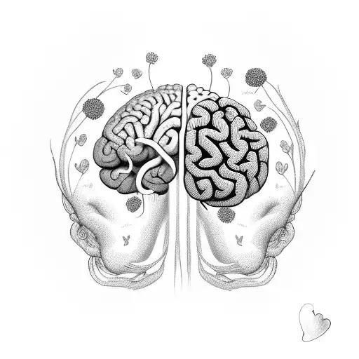 Beautiful Brain With Love And Flowers Growing Out Of It