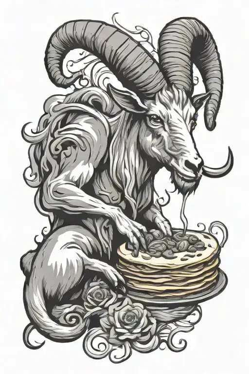 Goat And Symbol Of Satan Bakes Pancakes