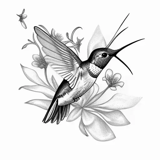 Hummingbird With Flowers