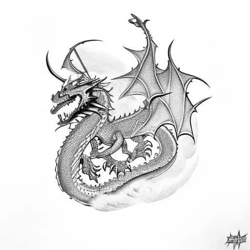 Dragon Backing Up Knights