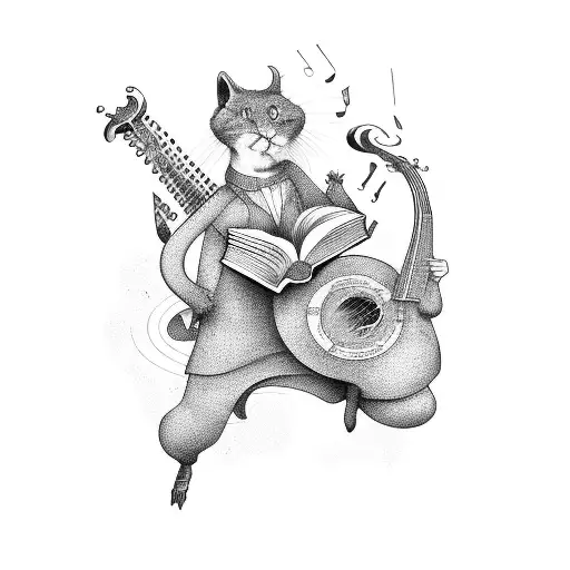 An Open Book With Intricate Musical Instruments Emerging From Its Pages