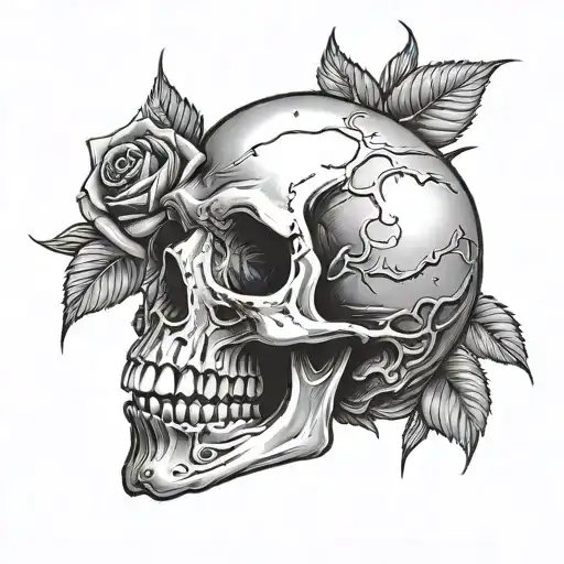 Skull And Roses With Thorns