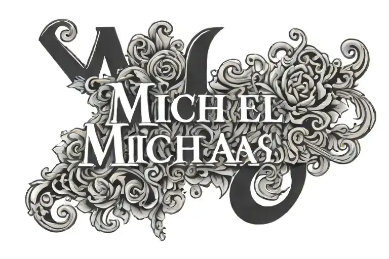 The Word Michael With Starwas Figures Around The Word Michael