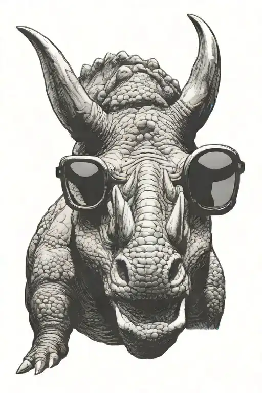 Triceratops Wearing Sunglasses Looking Forward Facing Female