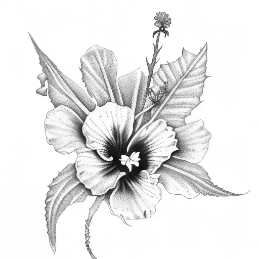 Tui Bird With Hibiscus Flower