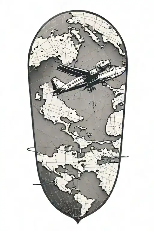 A Small Delta Plane Flying Over A Map