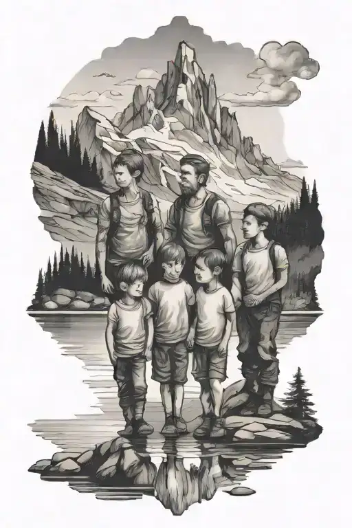 Family Of 5 Three Boys In Mountains Reflected Deep Color