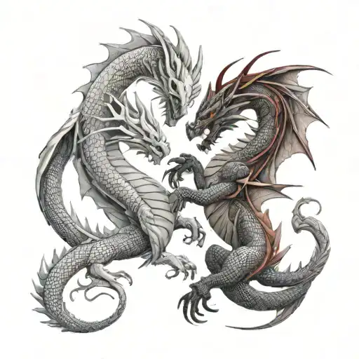 White Dragon And Red Dragon Fighting