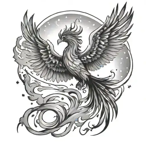 A Majestic Phoenix Rising From A Galaxy Of Stars Forming The Shape