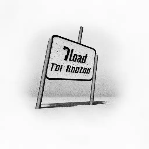 Sign On Road With Car