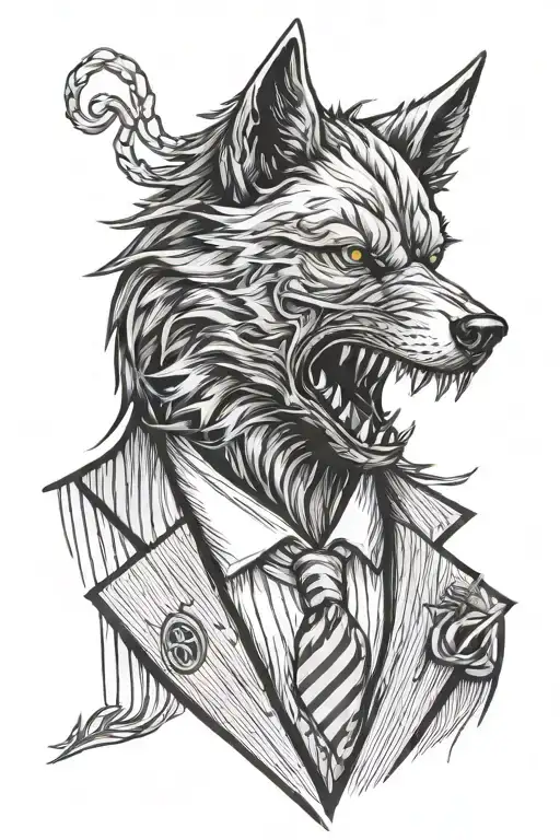 Wolf Head Pinstripe Suit