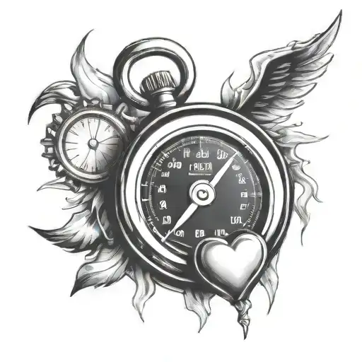 Heart Shaped Speedometer On Fire With Chain Links