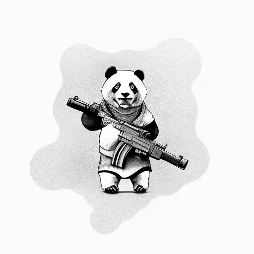 Panda With Gun In Hands