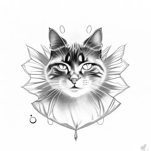 Black Cat Looking At His Shadow