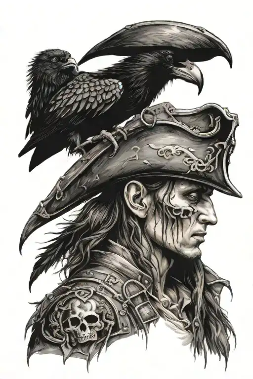 Decaying Pirate With Crow On It's Shoulder