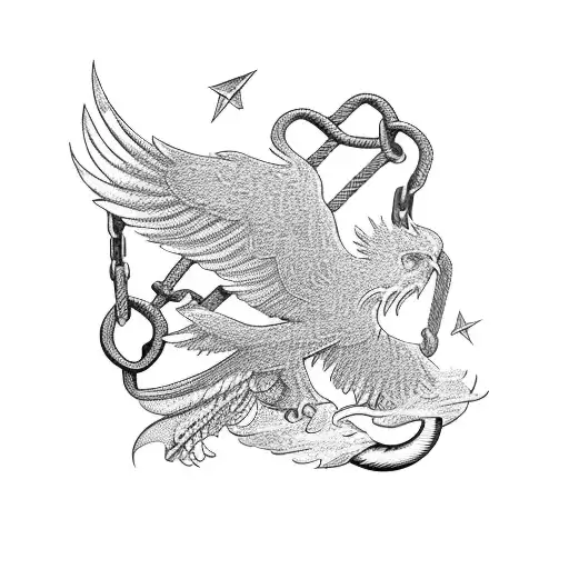 Phoenix With An Anchor Chained To Its Leg