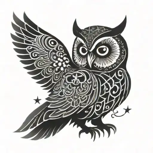 An Owl Silhouette Filled With Intricate Star Patterns