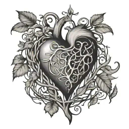 A Heart Made Of Intertwined Branches And Leaves Sunset