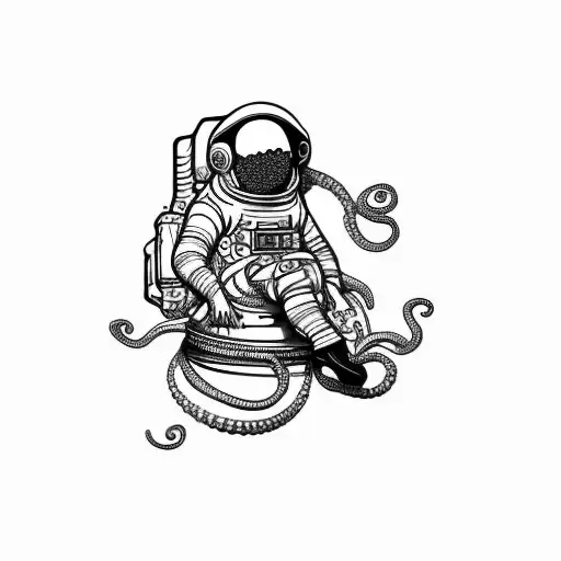 Sitting Astronaut Surrounded By Tentacles