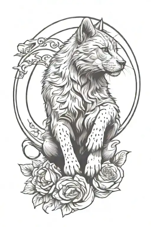 A Minimalist Tattoo Design Featuring Two Delicate Paws And A Crescent Moon