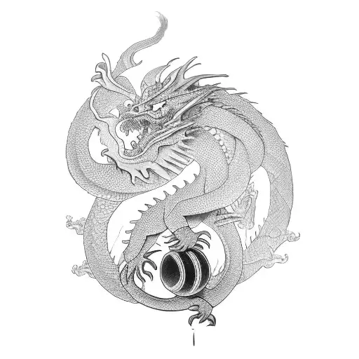 Dragon Curled Around A Traditional Japanese Lantern