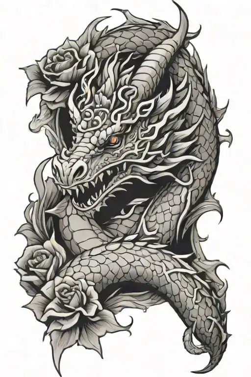 Broken Dragon With Flower