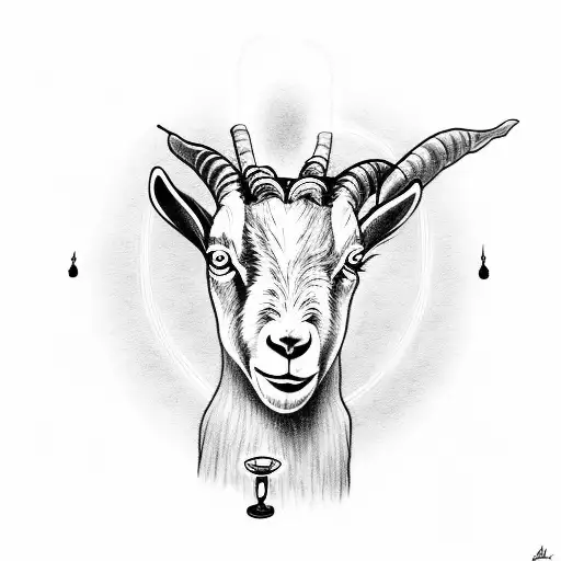 A Children Goat In A Ritual With Orbs And Candles