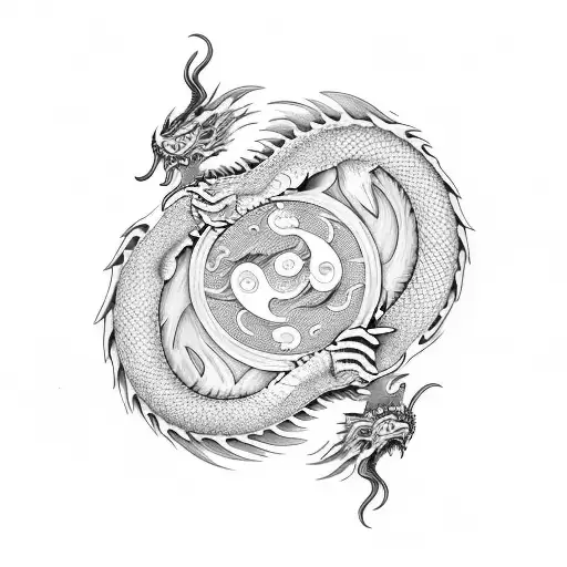 Yin And Yang With Dragon