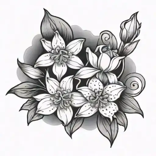 Snowdrop Flower With A Rose And A Narcissus Flower