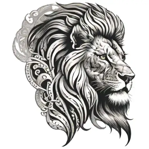 A Majestic Lion Face With A Falls Under