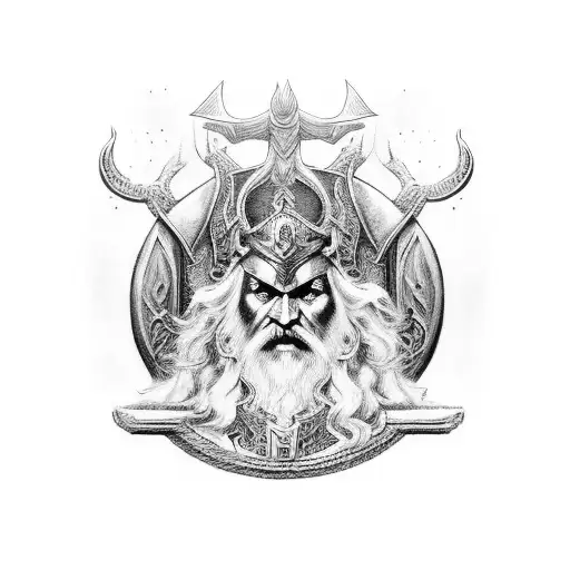 Odin On His Throne For Upper Arm