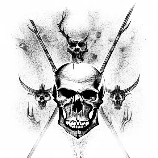 Three Nordic Skulls Facing Away From Each Other